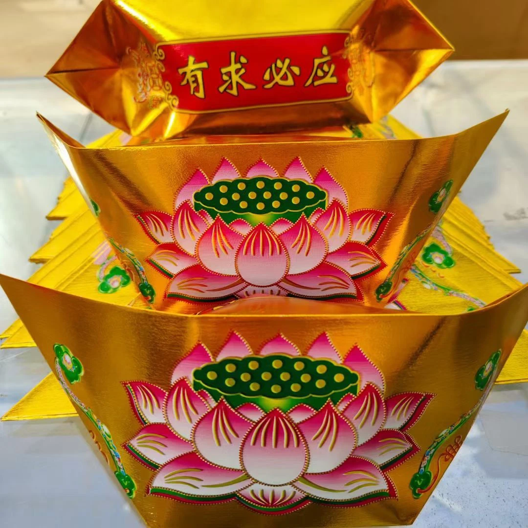 高亮彩印莲花款半成品手工折纸规格28*31