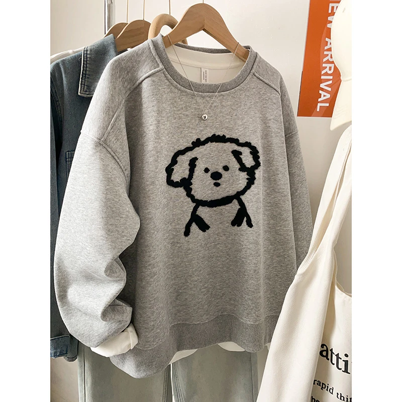 2025秋冬新款时尚爆款卫衣女美式复古刺绣加绒加厚大码胖mm上