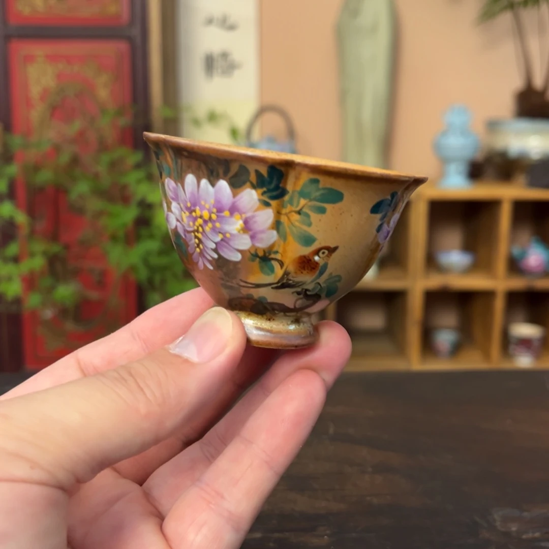 杯柴烧纯手工手绘陶瓷
