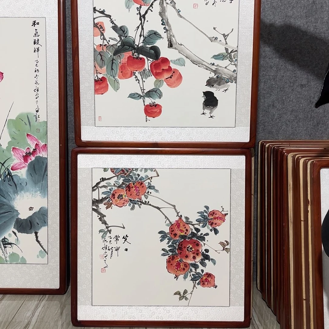 国画书画作品带框63×63