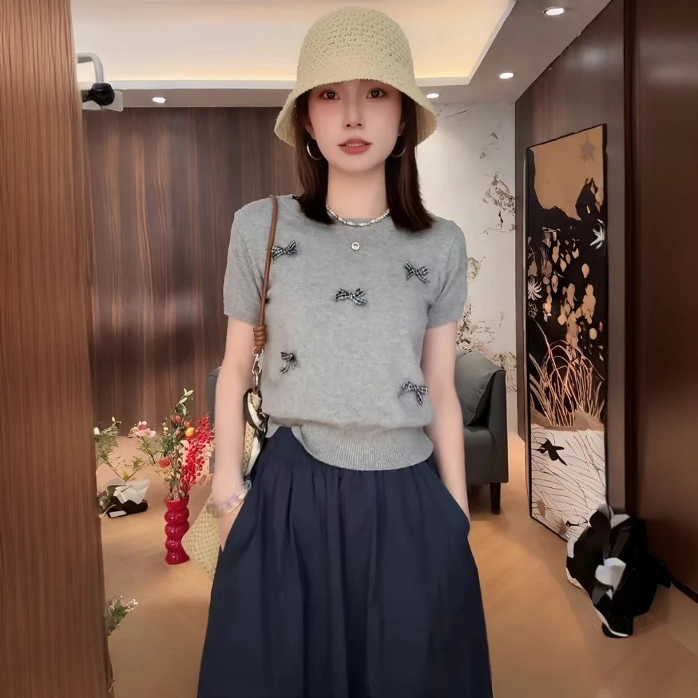 洋气休闲装2025夏季修身显瘦针织上衣百搭半身裙套装温柔知性衣服