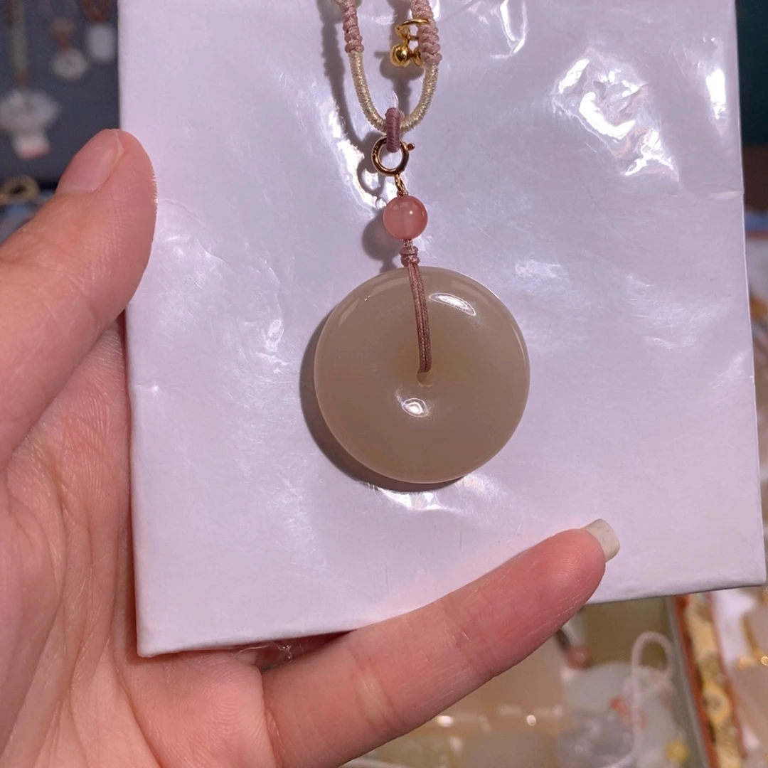 和田玉和田玉藕粉平安扣未镶嵌