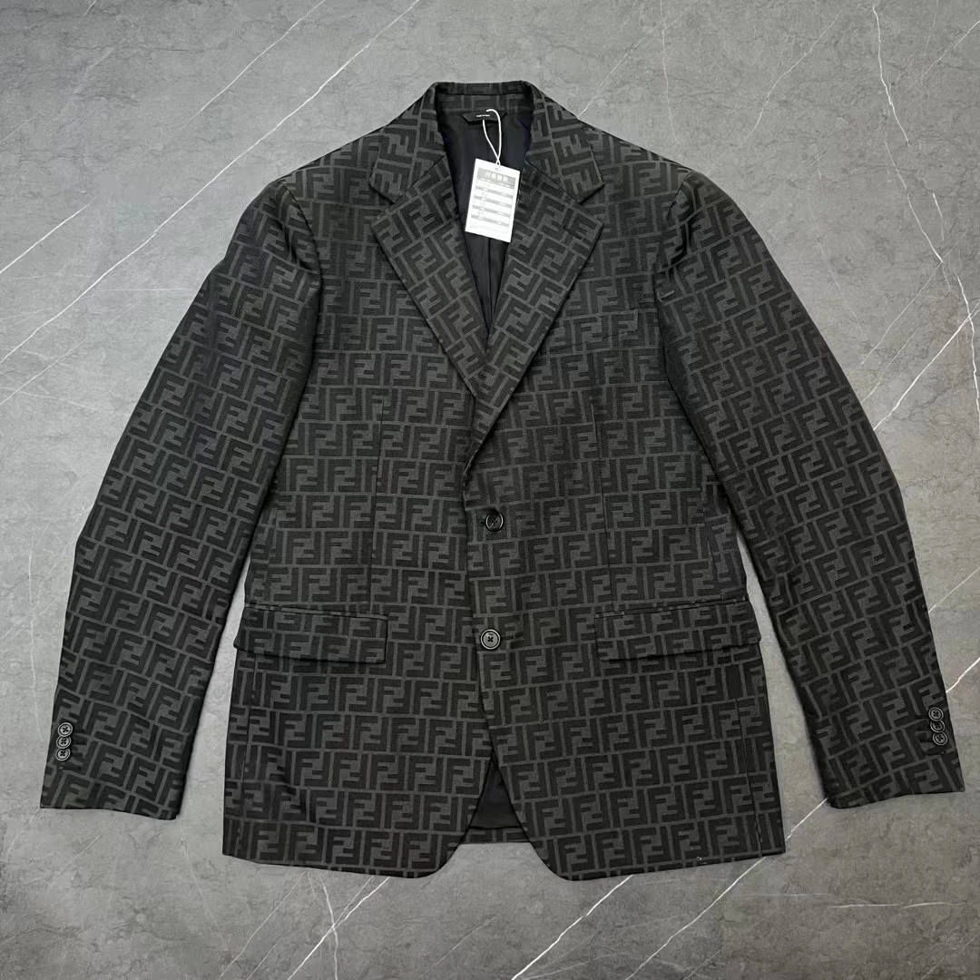 99新 FENDI/芬迪 52码 芬迪满印法棍logo 西装