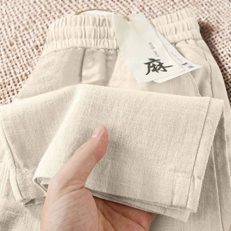 纯亚麻阔腿裤女2025年夏季直筒休闲长裤时尚百搭宽松薄款棉..棉麻