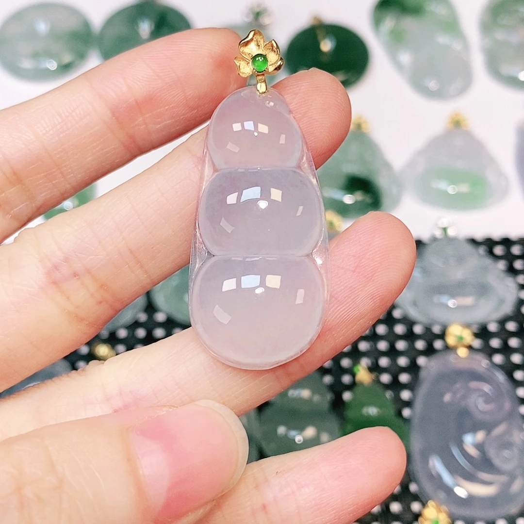 吊坠(不含链)18K金镶嵌翡翠