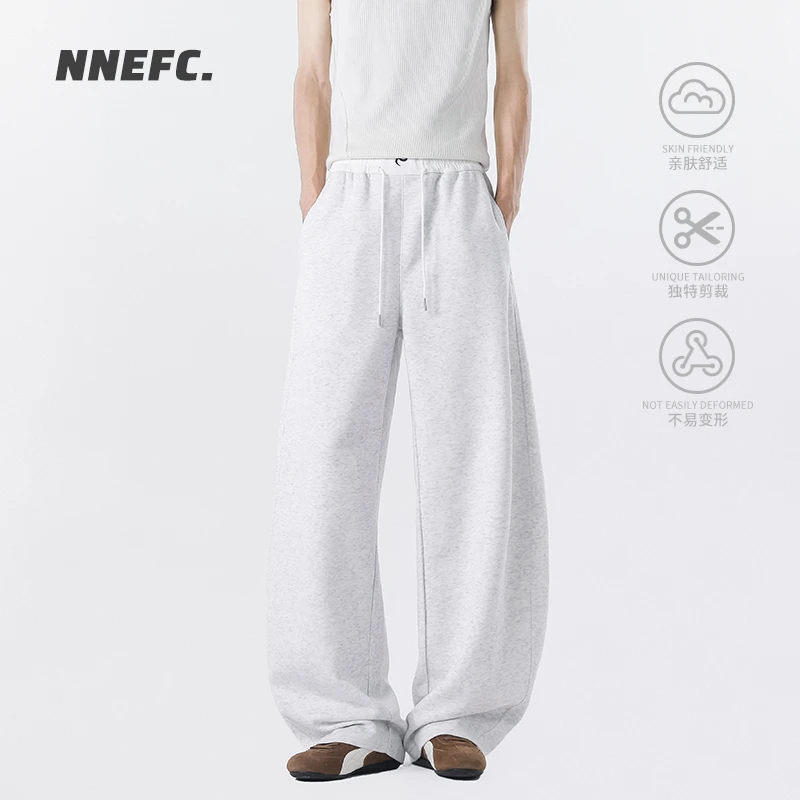 NNEFC重磅弯刀卫裤男春秋宽松直筒阔腿休闲裤子青少年潮牌运动裤
