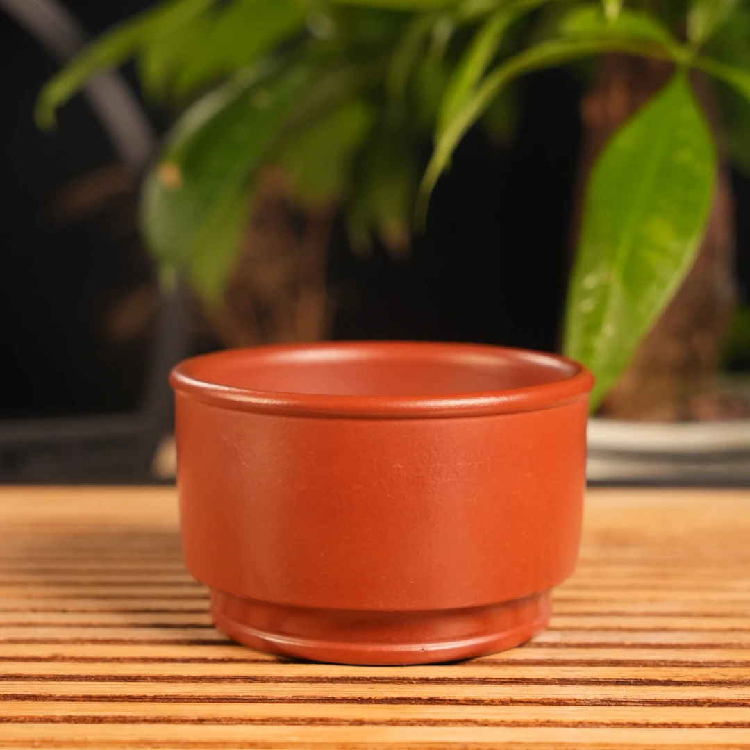 GS32-049   宜兴手工紫砂   朱泥加底圆口杯