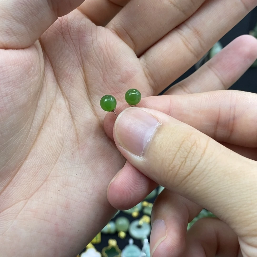 和田玉（碧玉）银S925镀金镶嵌颈饰