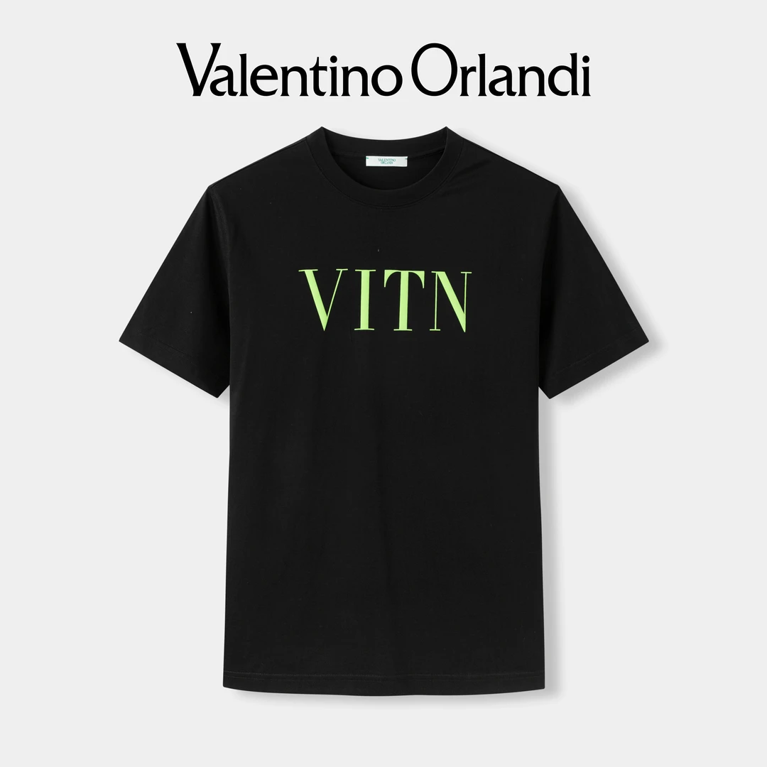 Valentino orlandi男士夏季时尚百搭休闲胸前简约字母印花短袖T恤