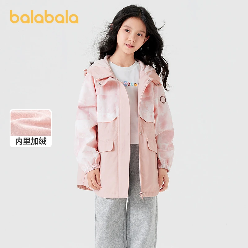 巴拉巴拉女童外套儿童上衣秋装运动户外防风防水透湿温暖加绒时尚