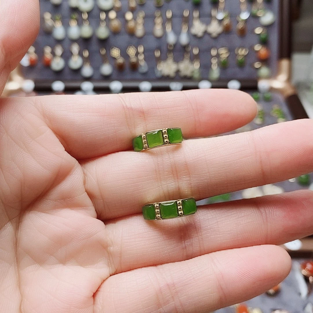 和田玉银S925镶嵌耳饰