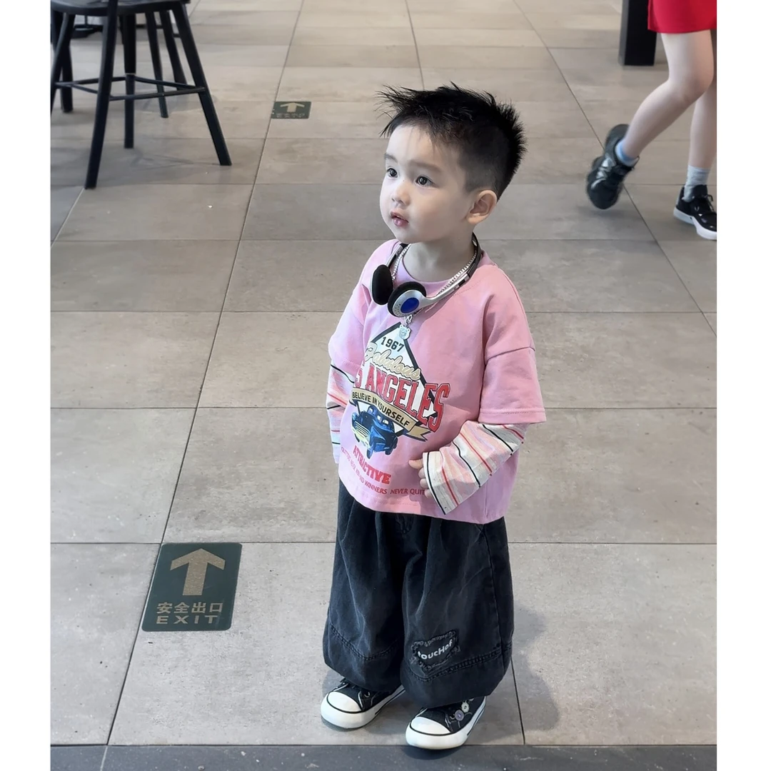 秋2025新款潮男童潮酷长袖卫衣裤两件套韩版帅气洋气TL