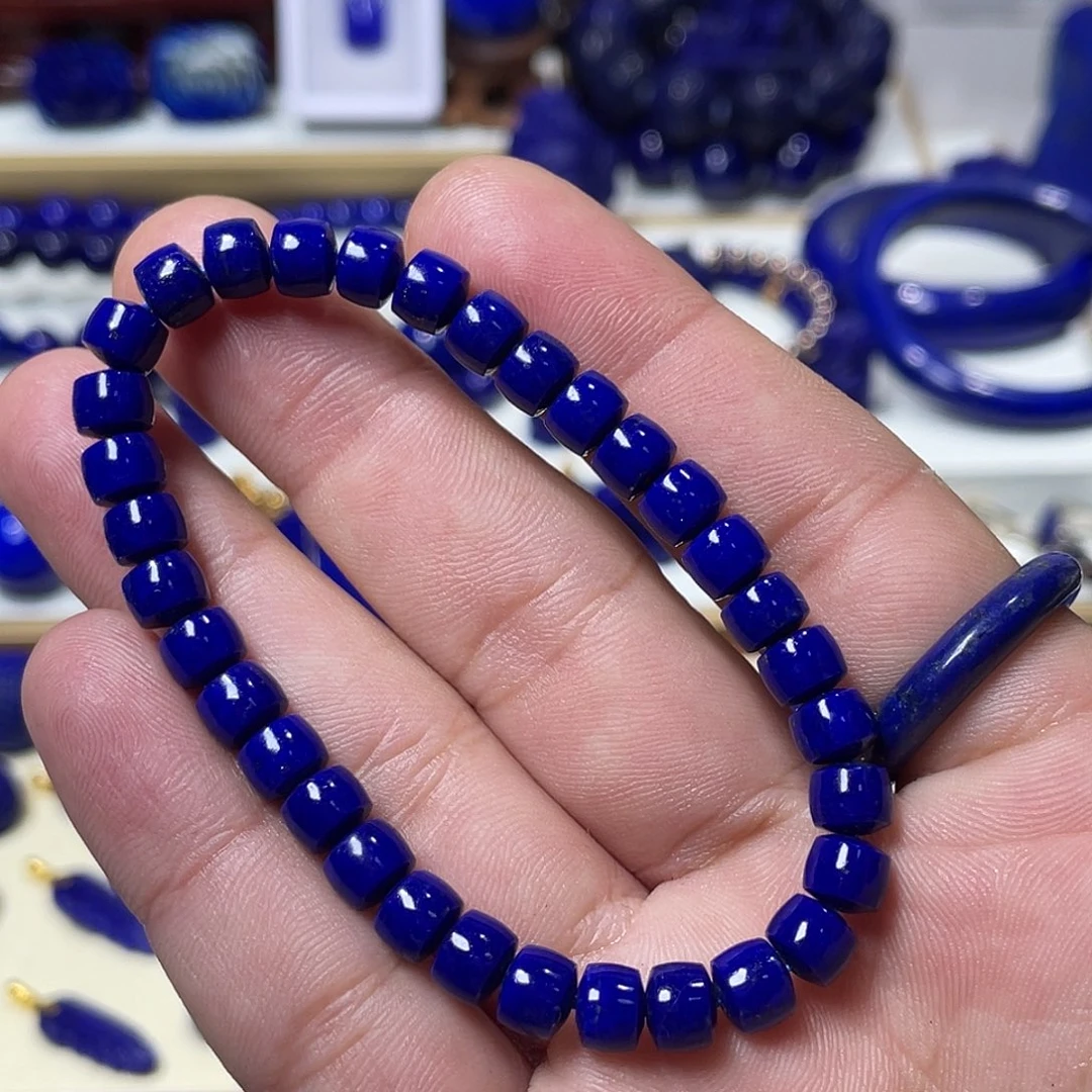 青金石未镶嵌紫药水6.5mm直切手串