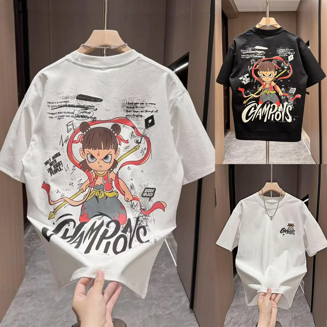 哪吒男童短袖t恤2025新款儿童休闲上衣百搭中大童男孩夏款半袖潮t