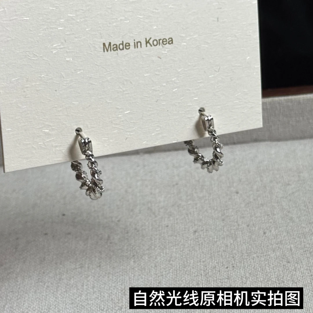 铜合金耳饰 素圈小麻花耳环圈圈圆圆百搭耳饰-E020