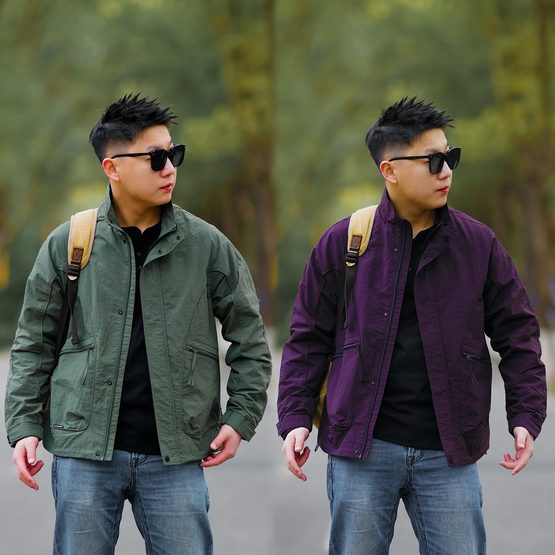 阿美咔叽美式复古春季新款高定面料防水立领工装飞行男装潮流外套