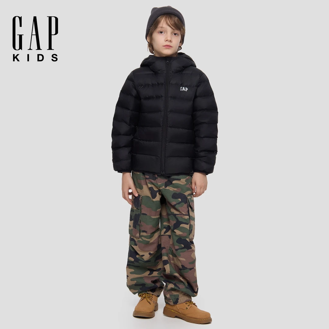 【大小童同款】Gap男女童2025秋季新款logo连帽轻薄羽绒服805255