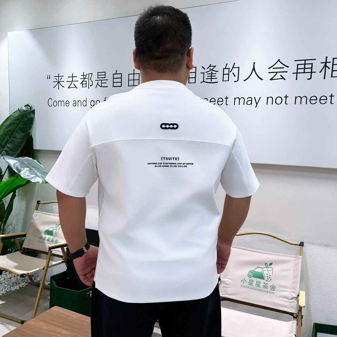 大码男装 秋冬上新 时尚潮牌半袖 加大男士重磅棉短袖72685