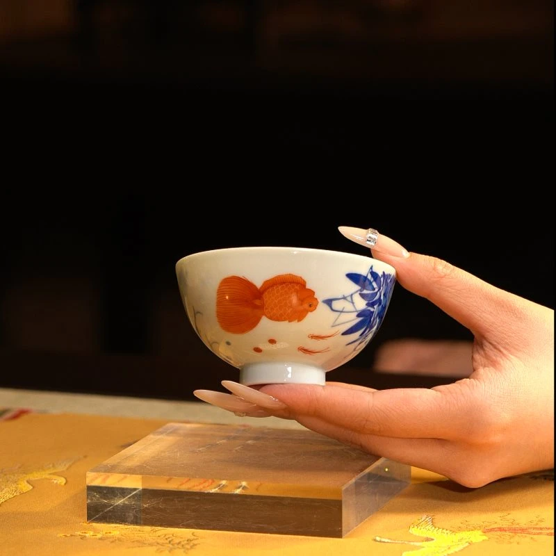 LQT立勤堂 矾红嘟嘟鱼鸡心杯