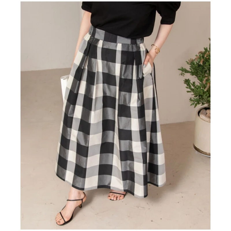 【六哥家】夏季新款 N 显瘦百搭格子经典时尚休闲半身裙宽松高腰