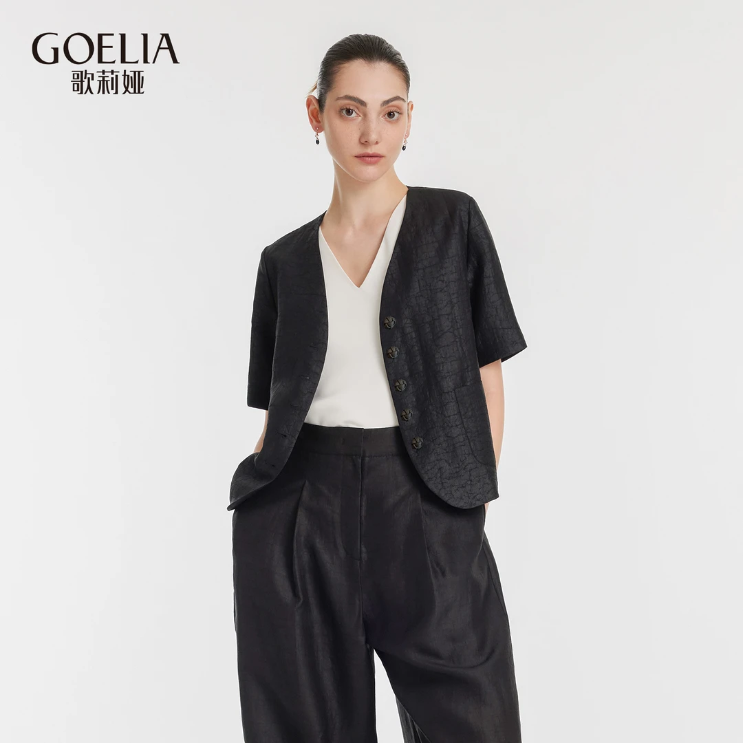 【商场同款新品】歌莉娅夏季100%桑蚕丝香云纱外套1C4L6A110