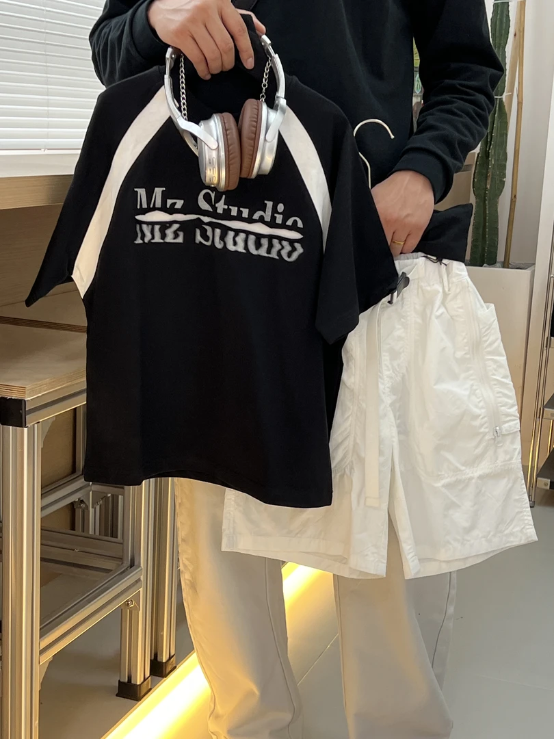 NanMeng自制-2025ss男童拼接休闲潮酷短T夏季