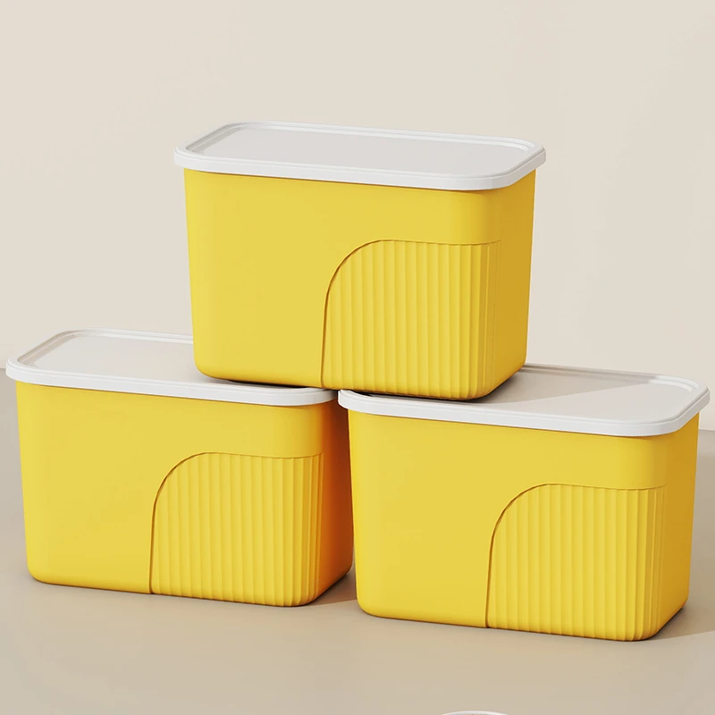 【三件套】黄色收纳盒收纳箱家用收纳储物化妆品整理箱宿舍收纳盒