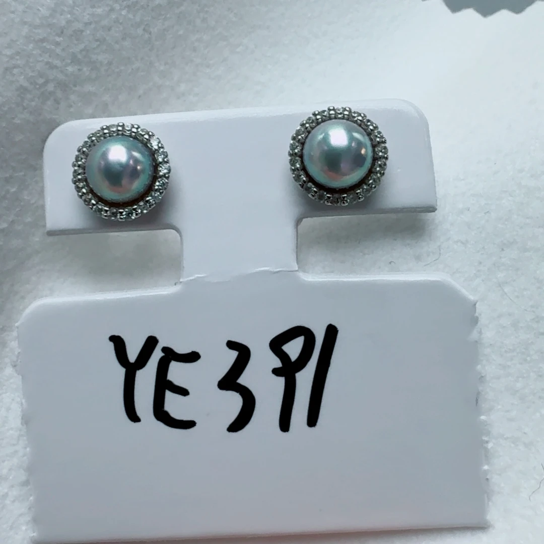耳饰海水珍珠银S925镶嵌@@ye391