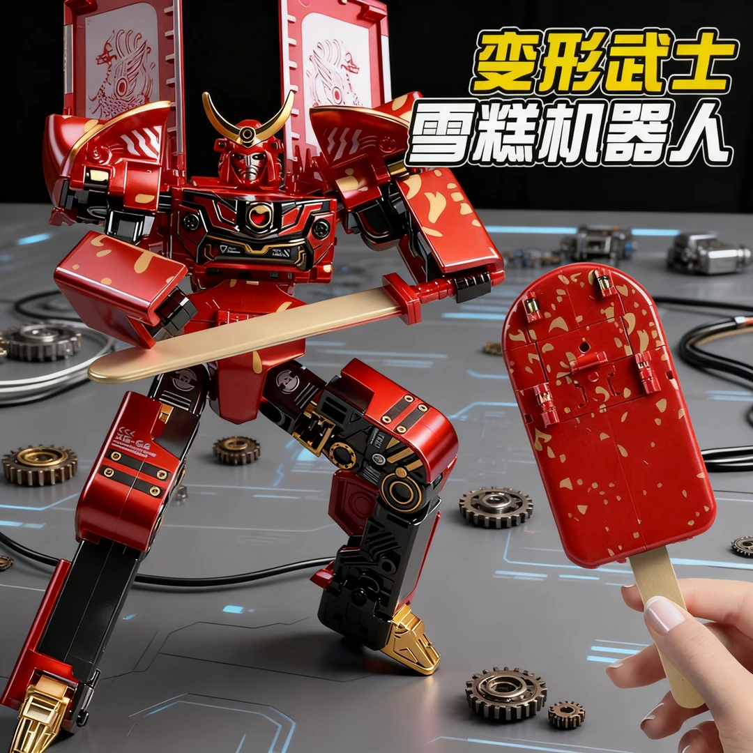雪糕武士变形玩具创意机甲冰棒机器人男孩儿童礼物益智冰淇淋模型