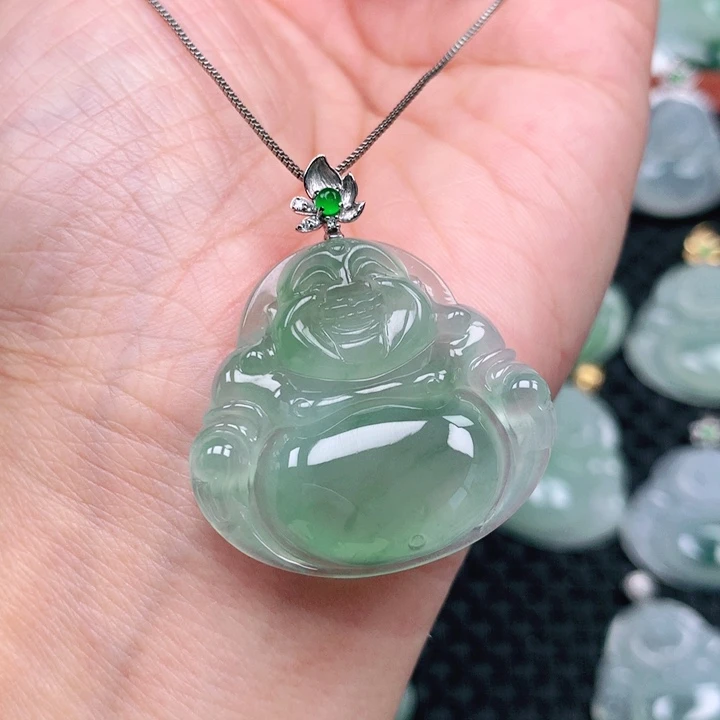 翡翠吊坠(不含链)18K金镶嵌