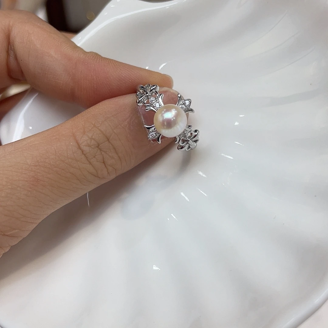 银S925镶嵌戒指海水珍珠