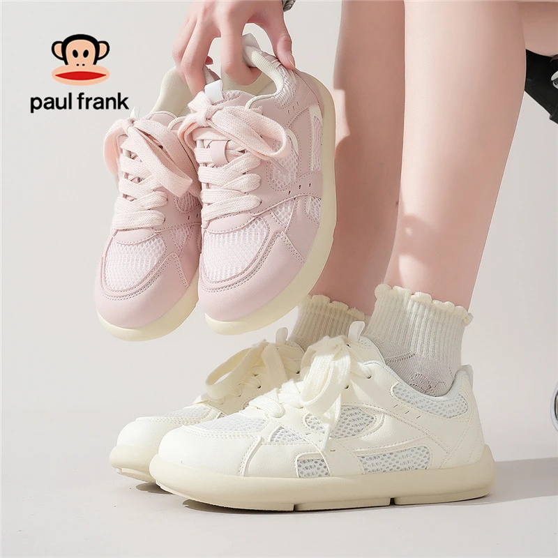 Paul frank大嘴猴夏季透气网面圆头板鞋女2025ins颜值软底德训鞋