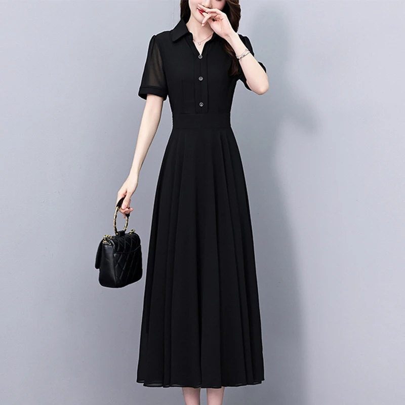 2025夏季新款雪纺碎花连衣裙大码胖mm收腰显瘦遮肚长裙