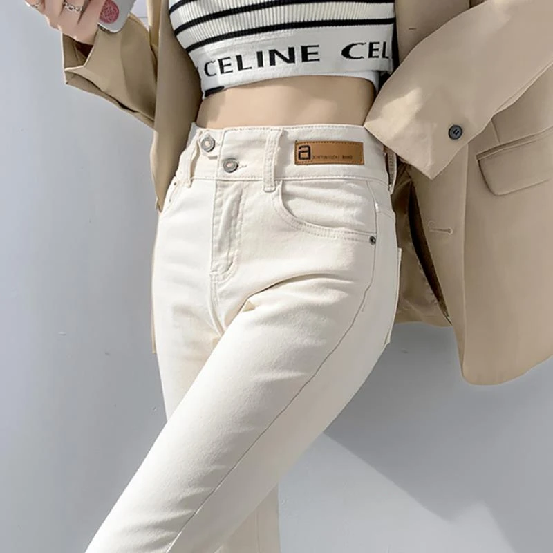 牛仔裤女春秋2025新款小个子八分直筒裤高腰显瘦宽松九分烟管裤子