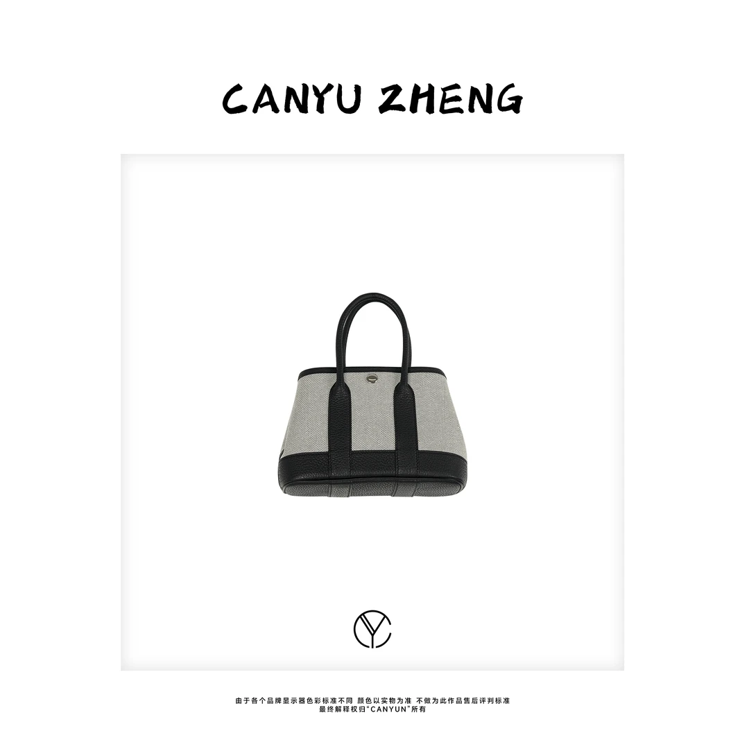 CANYU “花园包” 定制原厂粗麻+togo牛皮 通勤休闲手提包