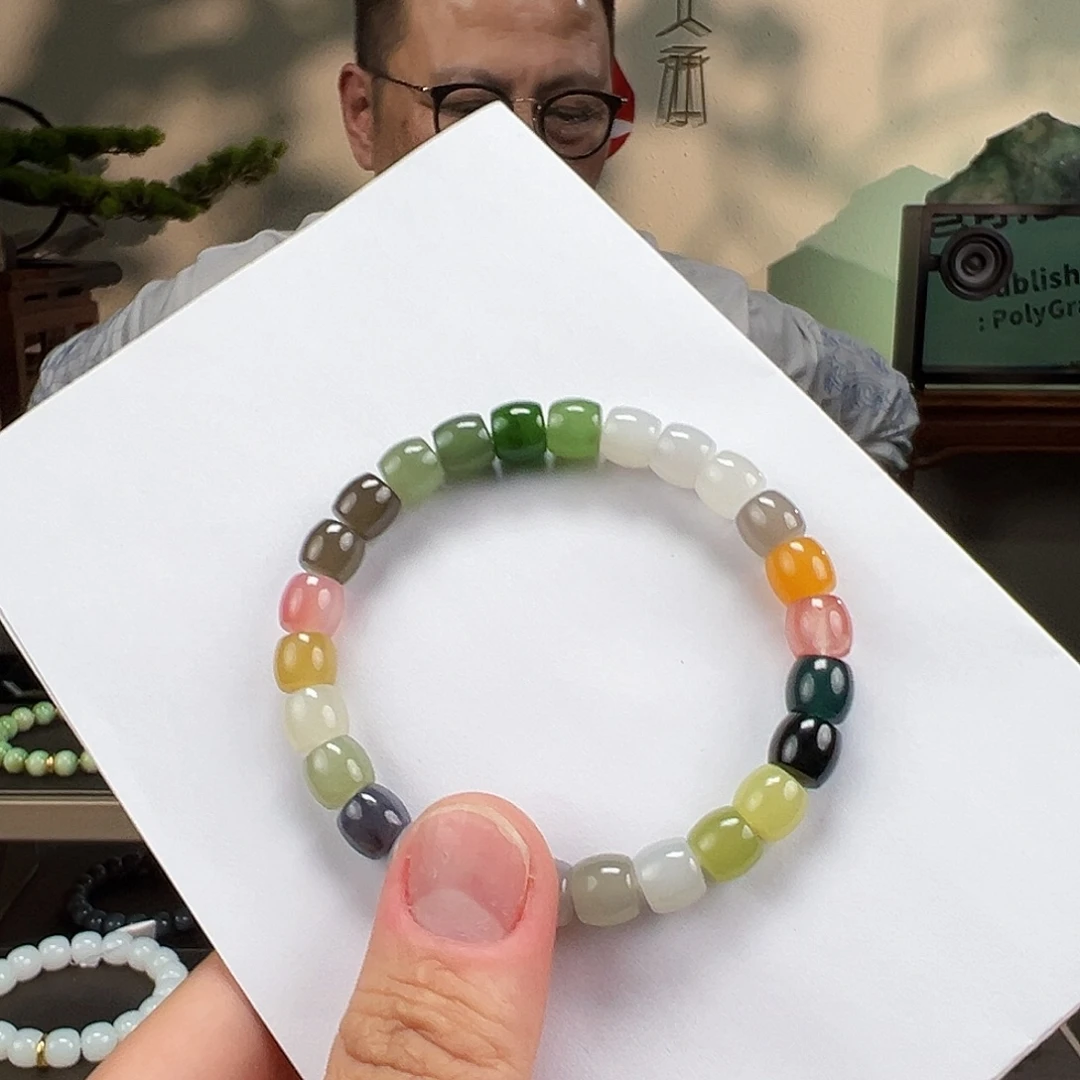 和田玉未镶嵌手链卡8mm多宝