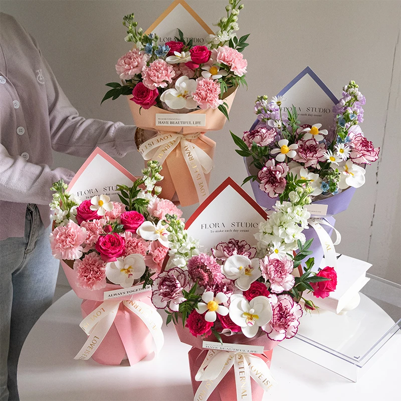 美伢一体式定型片尖角花束包花神器鲜花包装纸花店专用手工材料