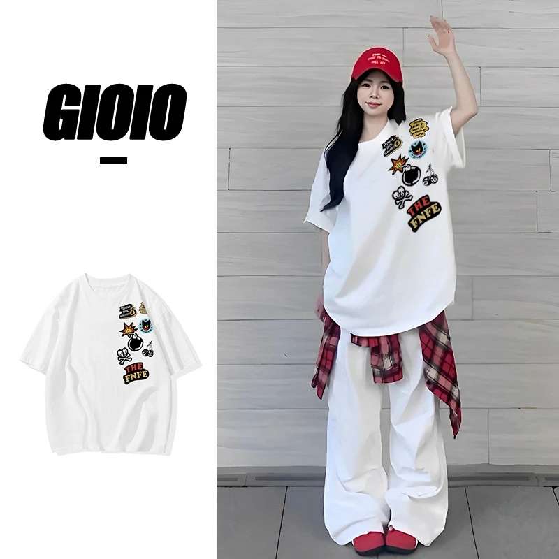 美式短袖夏季宽松潮牌设计感新款情侣装纯棉休闲百搭上衣T恤