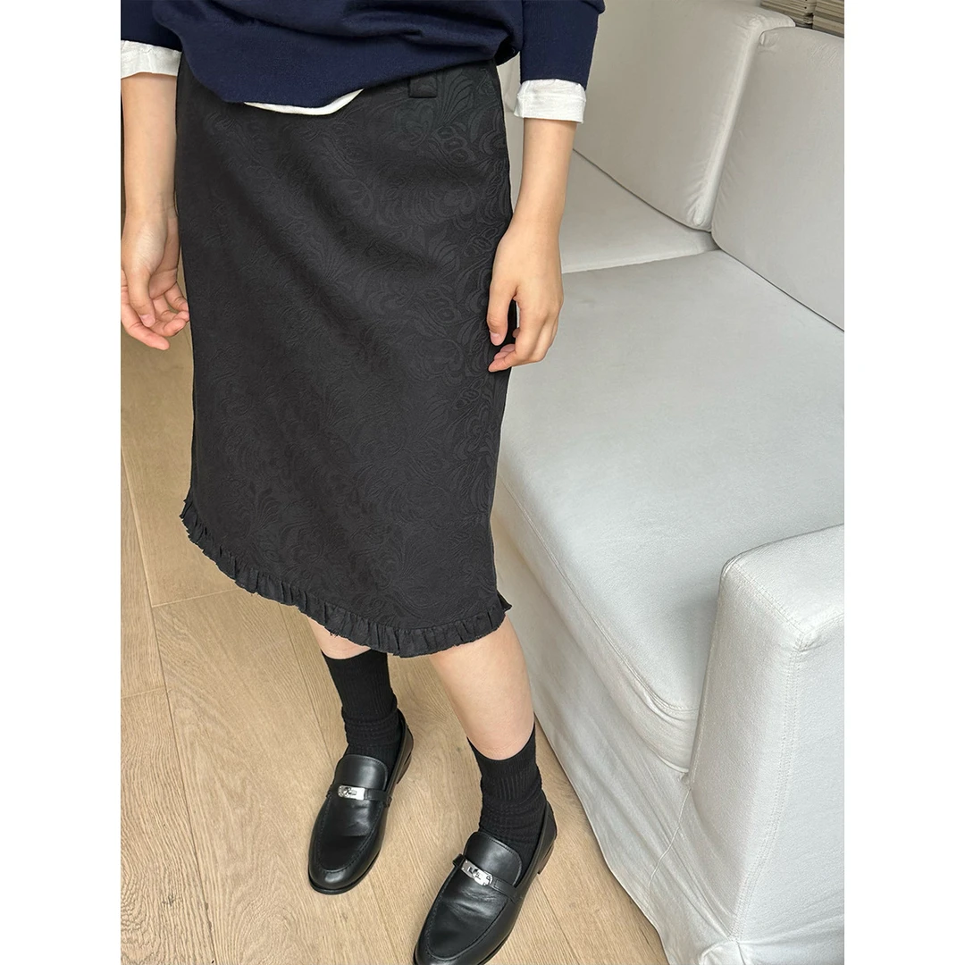 提花纹理半身裙女时髦高级感韩系简约显瘦中裙