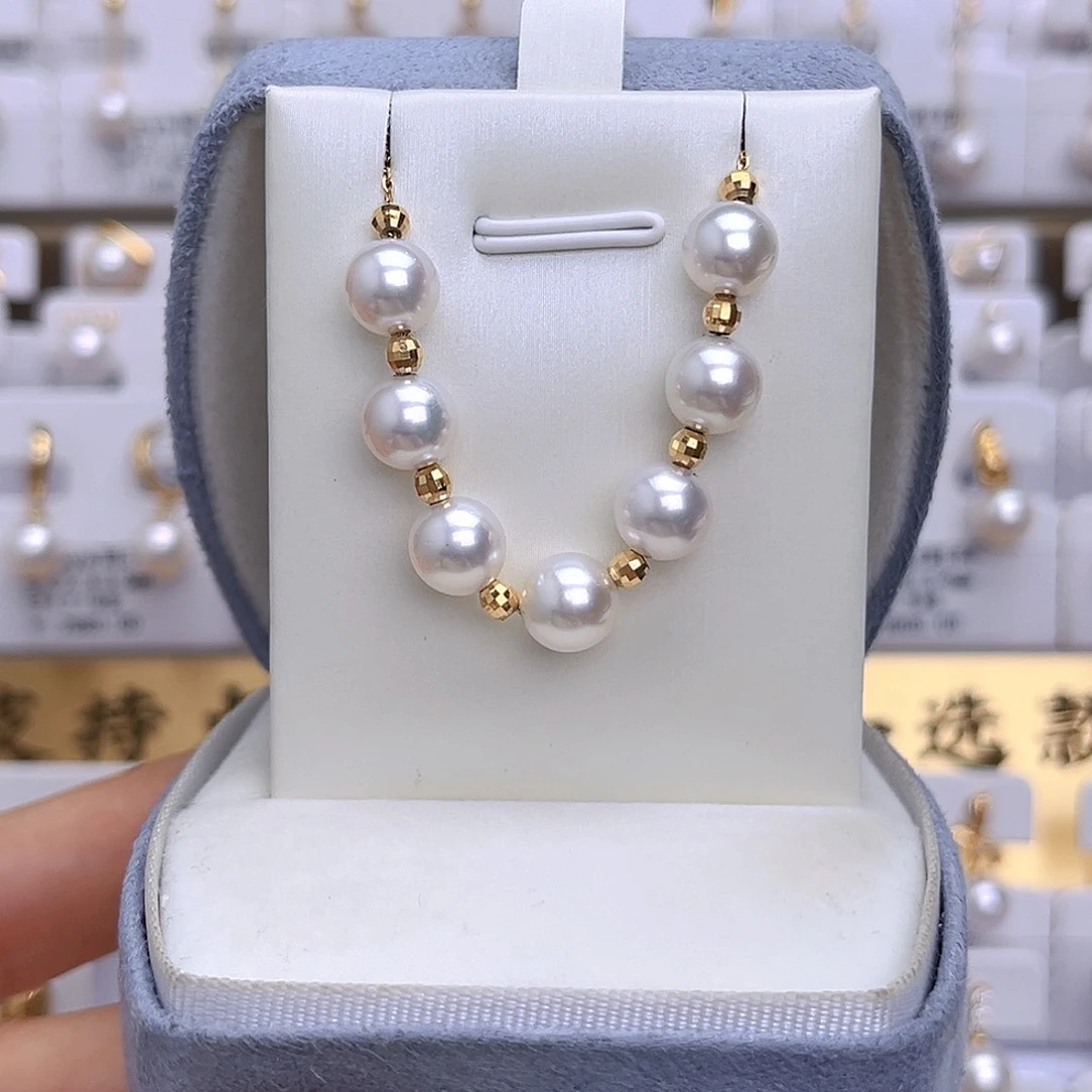 甩***锅18K金镶嵌海水珍珠套链