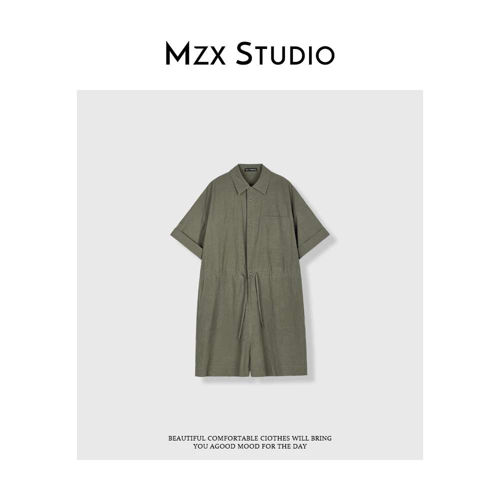 MZX 夏季纯棉纽扣抽绳多口袋连体裤 LTK7681-A