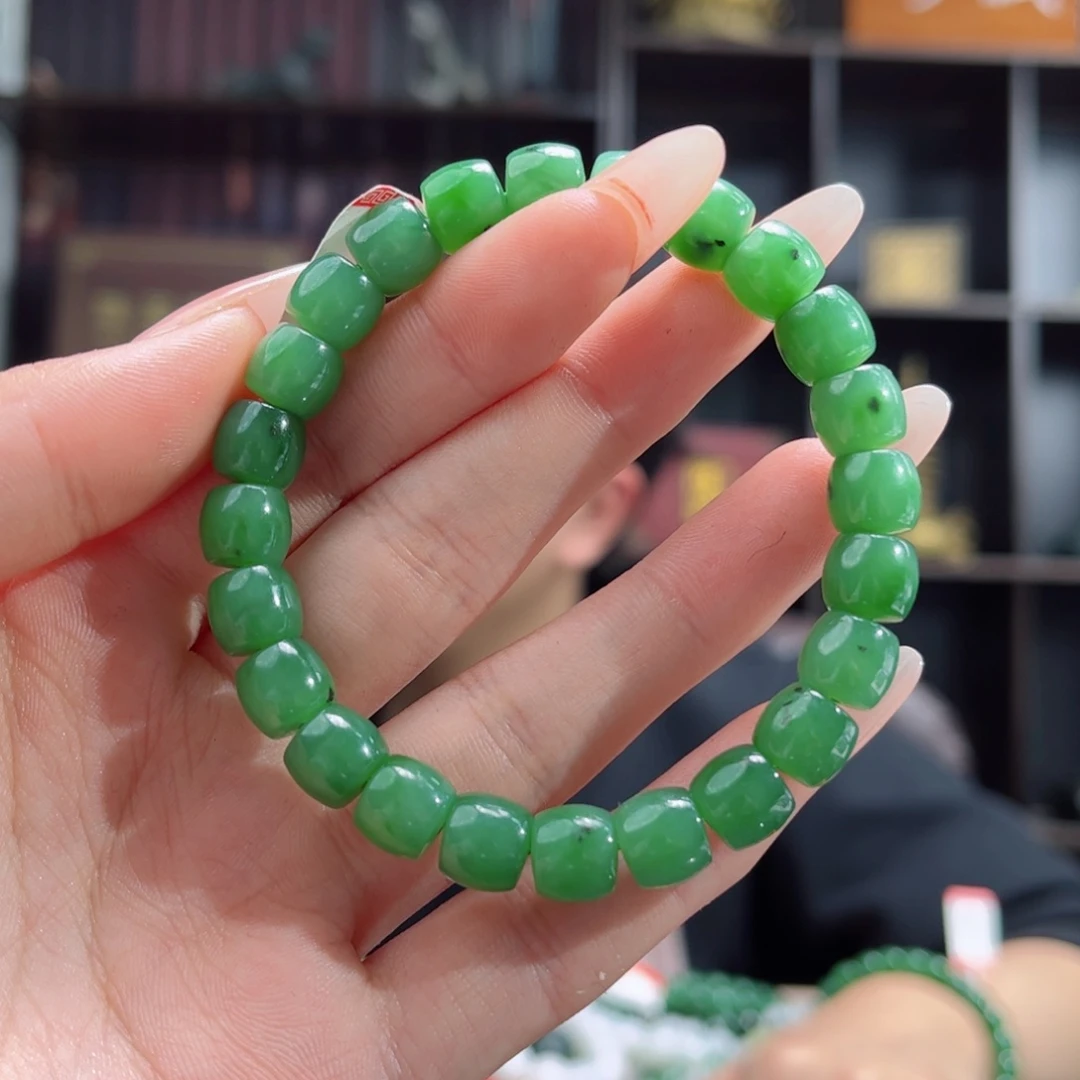 【闪购商品】和田玉手链未镶嵌俄罗斯碧玉苹果绿10 多样性拍一发一