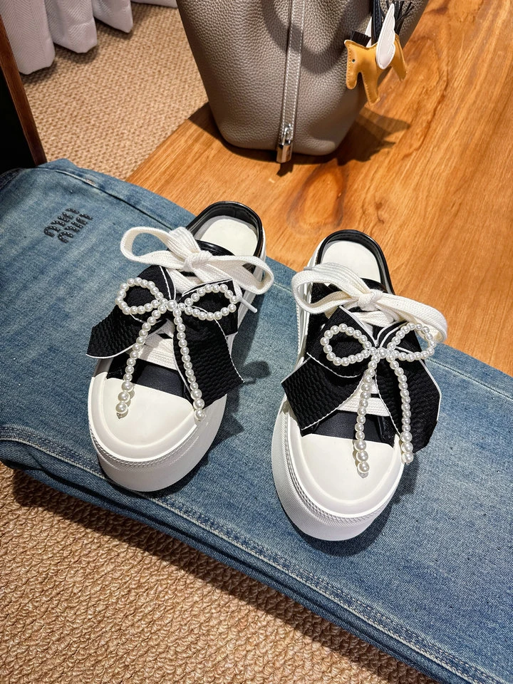 2025包头拖半拖小众百搭小香风半拖鞋串珠外穿夏季真皮蝴蝶结女鞋