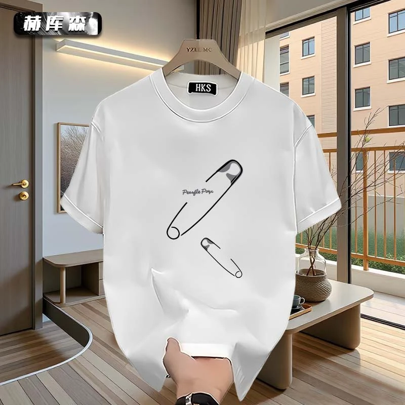 赫库森潮牌痞帅半袖宽松男士休闲纯棉短袖衫T恤小众简约ins打底
