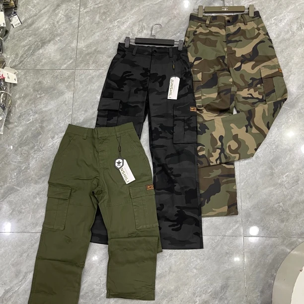 春秋季梭织棉迷彩工装裤男女同款休闲直筒 束口弹力长裤时尚百搭