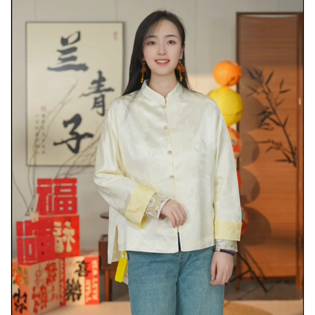 新中式国风女士双色重磅衬衫外套    824082PP