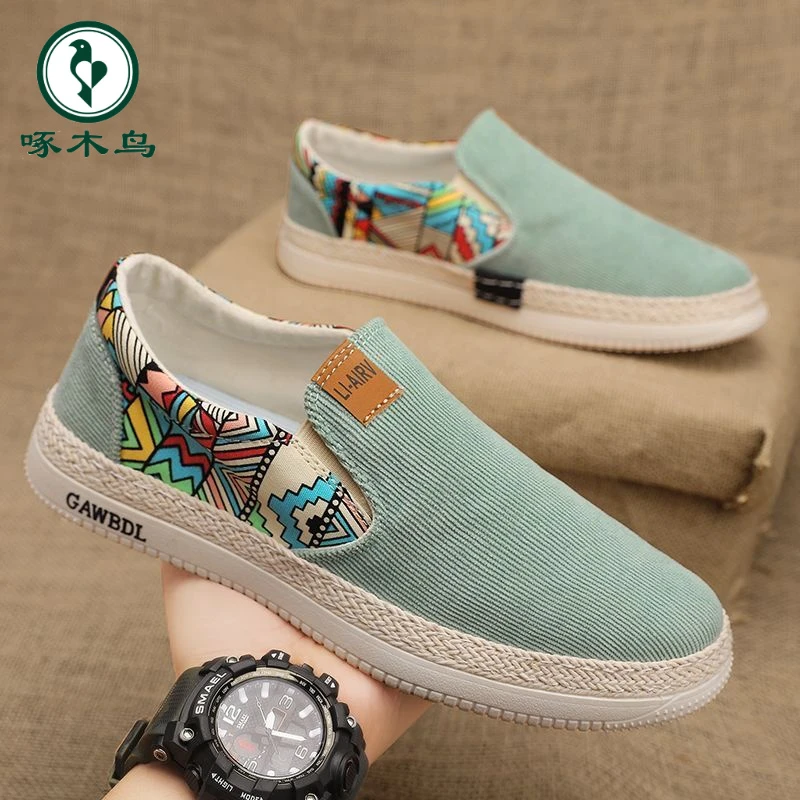 【正品】啄木鸟夏季老北京布鞋男士2024新款运动休闲帆布鞋男款千层