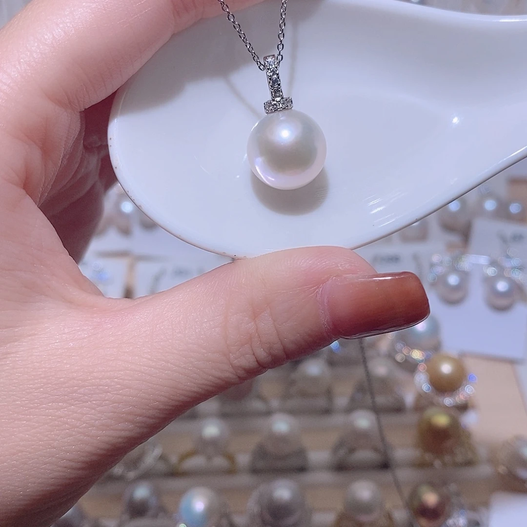 银S925镶嵌淡水珍珠吊坠(赠链)w