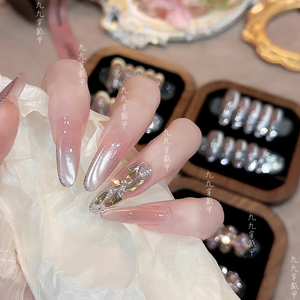 【梦幻佳人】纯手工穿戴甲穿戴光疗甲冰透渐变纯欲四季流行10片装