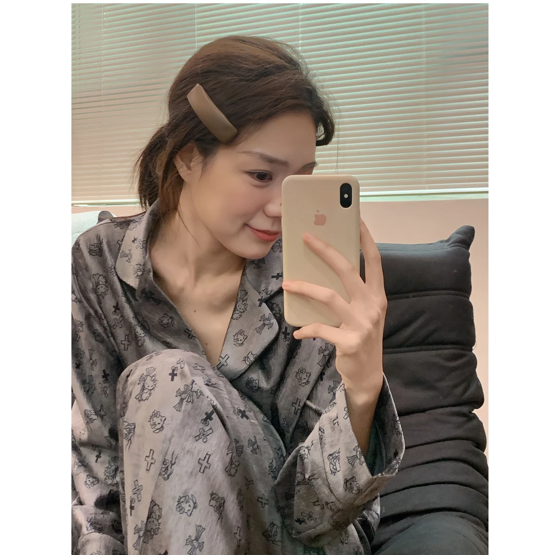 kt可爱鬼 /加长复古高级睡衣冬季长袖套装雪尼尔家居服 Au286